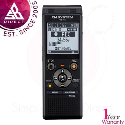 Olympus WS883 Digital Voice Recorder 8GB with Built-in USB plus Micro SD Slot - Image 1 of 4