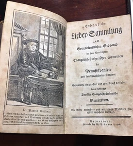 1826 Erbauliche Lieder-Sammlung Pennsylvania German Lutheran Prayer Book Hymnal - Bild 1 von 9