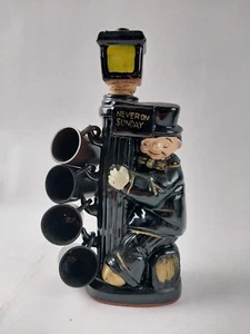 Vtg Decanter W 4 Shot Glasses Never On A Sunday Barware Bar Tools Collectible  - Picture 1 of 18