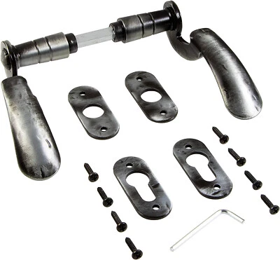 Maniglia Ferro Battuto ferramenta per porte Antico Nero Maniglia Ovale Rosette - Immagine 1 di 4