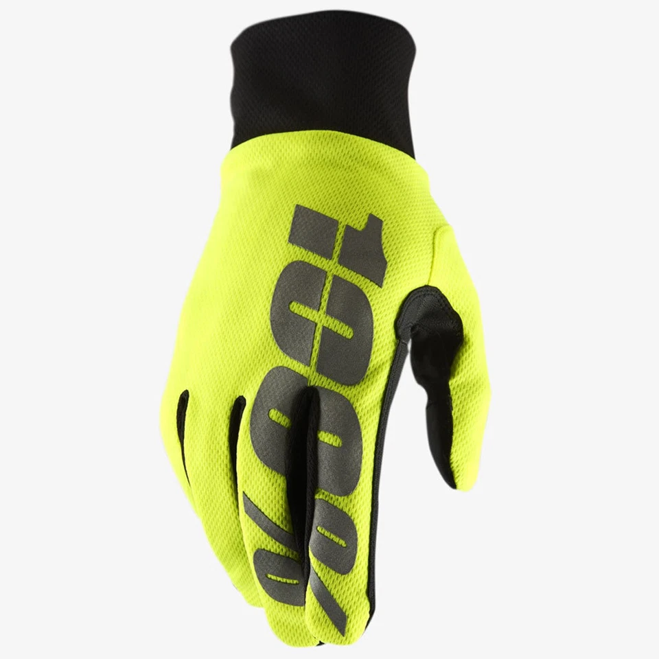 100% HYDROMATIC WATERPROOF MOTOCROSS ENDURO BIKE GLOVES NEON YELLOW MTB ENDURO - Image 1 of 1