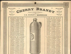 BORDEAUX CHERRY BRANDY ESPERT CALENDRIER 1896 - Bild 1 von 1