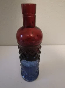 Botella de vidrio patrón diamante rojo y azul 9,5" - Imagen 1 de 16