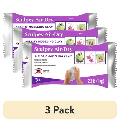 (pacote com 3) argila modeladora Sculpey Air Dry 2,2 lb branca - Imagem 1 de 4