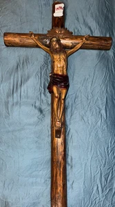 GROSSER KATHOLISCHER KIRCHENALTAR ODER KAPELLENKRUZIFIX AUS HOLZ 32 ZOLL - Bild 1 von 6