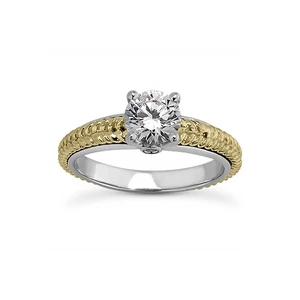 1/2ct D SI2 Round Natural Certified Diamonds 18k  Vintage Style Engagement Ring - Picture 1 of 3