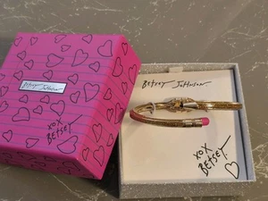 New BETSEY JOHNSON Multi Color Pencil Hinged Cuff Bracelet With Box - Picture 1 of 6