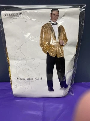 CHAQUETA UNDERWRAPS LENTEJUELAS DORADA HOMBRE DISFRAZ HALLOWEEN TALLA ÚNICA Foto 1 de 3