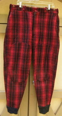 Vintage Woolrich Re-Enforced Red/Black Plaid Wool Hunting Pants w Cuffs Sz 38 - Image 1 of 4