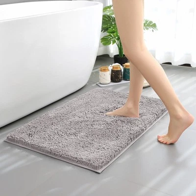 Hitime Soft Chenille Bath Rug Mat Quick Dry Absorbent Non-Slip Washable Bathroom - Image 1 of 4