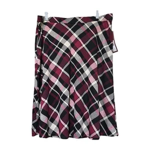 Gonna da donna Love Scarlett taglia XL rosso bacca nera a quadri elasticizzata prezzo al dettaglio consigliato $52 nuova - Foto 1 di 6
