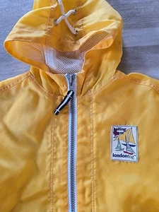 London Fog Boys Vintage Hooded SAILING TEAM Yellow Windbreaker Kids SZ M 5/6 - Picture 1 of 5