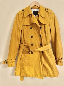 Banana Republic Trench Coat Zip Out Liner Double Breasted Yellow EUC | Women’s M - Picture 1 of 9