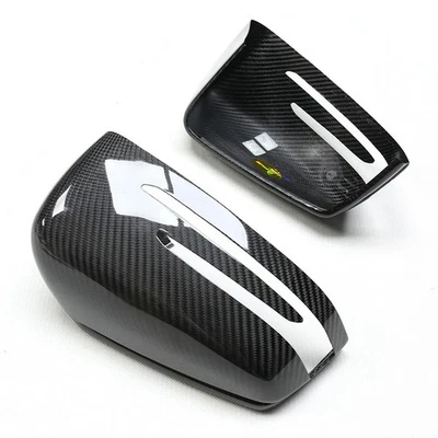 Cubiertas de espejos laterales de fibra de carbono real 2X para Mercedes Benz A B C E S CLA GLA GLK Foto 1 de 4