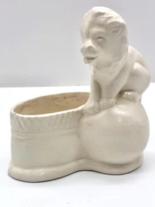 Rara MCM Haeger vintage? Fioriera circo leone su palla arte ceramica 6” x 5” USA ASIS - Foto 1 di 9