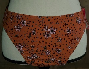 Xhilaration Brown Pink Floral High Leg High Waist Swim Bottom M 4-6 NWT *S24 - Picture 1 of 3