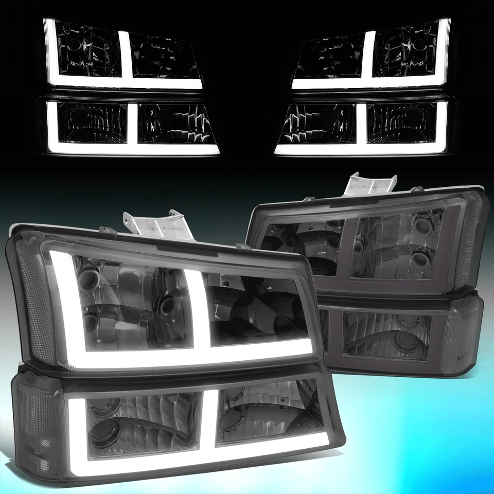 Para Silverado 1500-3500 2003-2007 F-LED DRL Faros Lámpara de parachoques Cromo Ahumado Foto 1 de 4