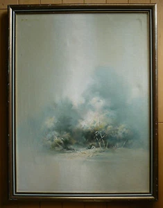 JOSEPH BODNER, LISTED CALIFORNIA CALIF MINIMALIST, VINTAGE OIL MODERN LANDSCAPE - Picture 1 of 12