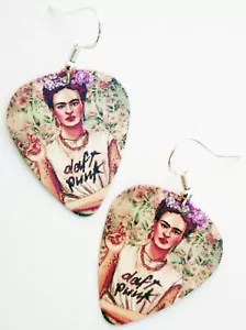 Frida Kahlo guitar pick earrings! Mexican Art Daft Punk Retro Boho Festival - Picture 1 of 1
