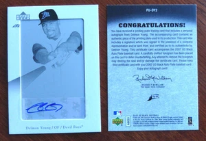 1/1 Delmon Young 2007 UD Black Pure White Auto Printing Plates Black #DY2 1 of 1 - Picture 1 of 2