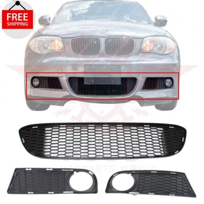 New Front Bumper Grille & Fog Light Bezel Trims 3PC Fits 2008-2013 BMW 128i Base - Image 1 of 4