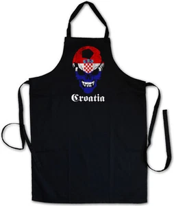 KROATIEN FUSSBALL SOCCER SKULL BBQ KOCHEN KÜCHE SCHÜRZE Fan Hooligan Banner - Bild 1 von 1