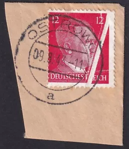 Deutsches Reich MARKANTE DRUCKFALTE Mi.Nr. 827 gestempelt Briefstück (180) - Bild 1 von 2