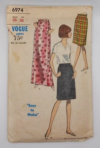 Vogue Easy To Make 1960’s Sewing Pattern #6974 Skirt Size 28 Hip 38 Cut - Picture 1 of 2