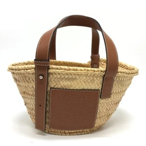 LOEWE 327.02.S93 Borsa cestino anagramma piccola borsa a mano rafia beige - Foto 1 di 13