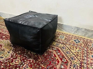 Footrest Leather Pouffe Boho Best Moroccan Ottoman Unstuffed Footstool New 20'' - Picture 1 of 11