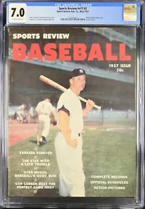 1957 May Sports Review Baseball magazine with Mickey Mantle cover CGC 7.0 - Picture 1 of 2