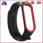 Silicone Dual Color Bracelet Watch Strap for Miband 3 4 (Black Red)