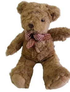 Manhattan Toys Gymboree Teddy Bear Tan Brown Gingham Bow 10" Plush - Picture 1 of 11
