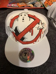 Fitted 7 1/2 Hand  Painted  Graffiti Art Hat Hip Hop Shortiez Ink Ghostbusters - Picture 1 of 1