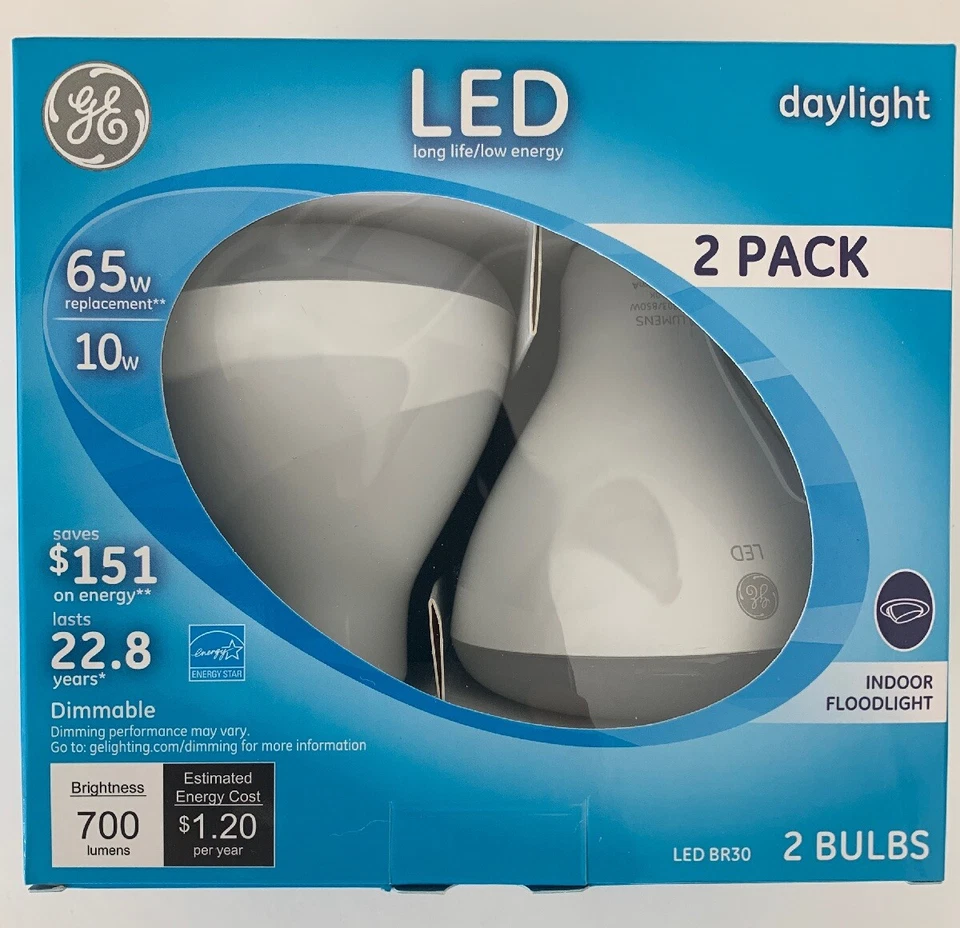 6 GE 22726 Dimmable LED Daylight Light Bulb 10-Watt 65 W Indoor Flood light  - Image 1 of 2