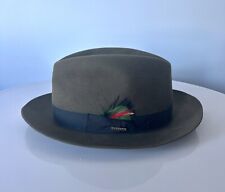 STETSON MEN’S WOOL FELT DRESS HAT FEDORA WITH FEATHER OLIVE GREEN