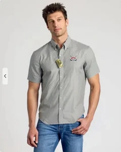FEATHERLITE Fine Stain Resistnt Oxfrd Butn Golf Shirt Mens L 47x31 Blue Pokt NEW - Picture 1 of 10