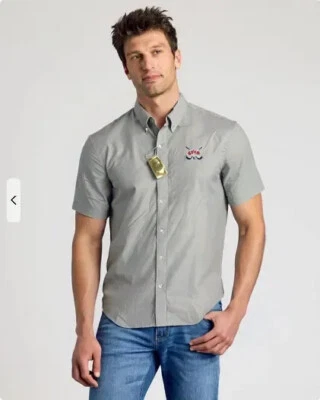 FEATHERLITE Fine Stain Resistnt Oxfrd Butn Golf Shirt Mens L 47x31 Blue Pokt NEW - Image 1 of 4