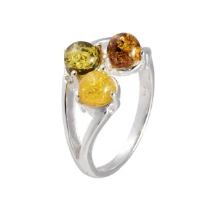 Sterling Silver and Baltic Amber Ring - Picture 1 of 4
