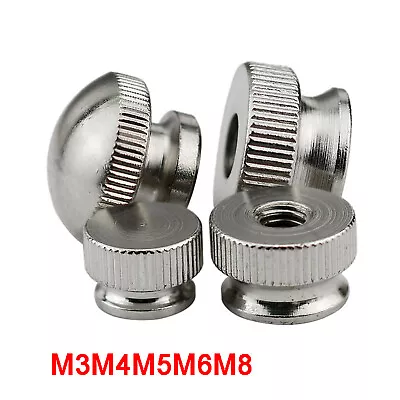 Vernickelt Rändelmutter Hoch M3 M4 M5 M6 M8 Kuppel / Flachkopf Rändelmuttern - Bild 1 von 4