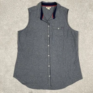 U.S. Polo Assn.) Women’s Sleeveless Blouse Shirt Grey Size L Cotton Buttoned Up - Picture 1 of 10