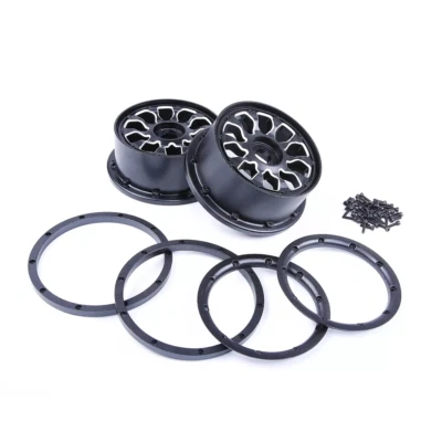 2pcs Paar Aluminium-Felgen (vorne/hinten) für 1/5 RC Losi 5ive-t Rovan LT Truck - Bild 1 von 2
