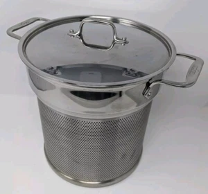 All-Clad 10" Stainless Steel Pasta Strainer Mesh Colander Steamer Insert w/ Lid - Picture 1 of 8