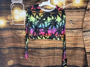 Girls' Tropical Ombre Design Rash Guard Swim Top - art class-Black-XSmall - Picture 1 of 4