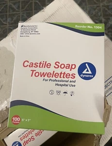 2 boxes (200 piece) Personal Castile Soap Towelette 5" x 7" Individually Packet - Picture 1 of 2