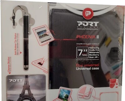 Port Designs Pheonix II Universal 7" Tablet Case iPad Samsung Kindle Fire Black - Image 1 of 4
