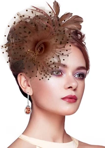 Fascinators per Donna Kentucky Derby Cappelli,Tea Party Cappello Fascia Fermaglio Capelli - Foto 1 di 12
