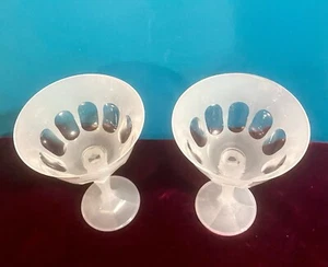 PAIR RIALTO COUPE Glasses OPAL Cocktails, Champagne Frosted/Clear EUC - Picture 1 of 15