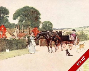 BELLEZA NEGRA DIBUJADO POR CABALLOS CARRUAJE INGLÉS ARTE ECUESTRE PINTURA LIENZO IMPRESIÓN - Imagen 1 de 1