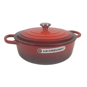 Le Creuset Cast Iron Round Wide Dutch Oven 6.75 qt. Cerise - OB READ - Picture 1 of 8
